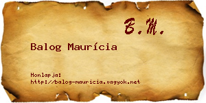 Balog Maurícia névjegykártya